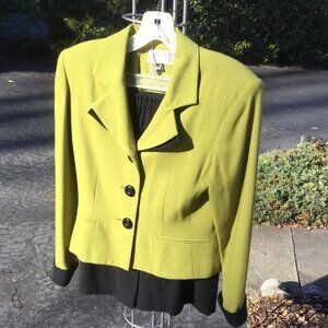 Kaeper Lime Green Jacket Black Skirt 2pc Suit